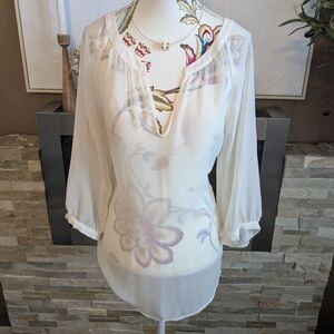Banana Republic Cream Floral Blouse